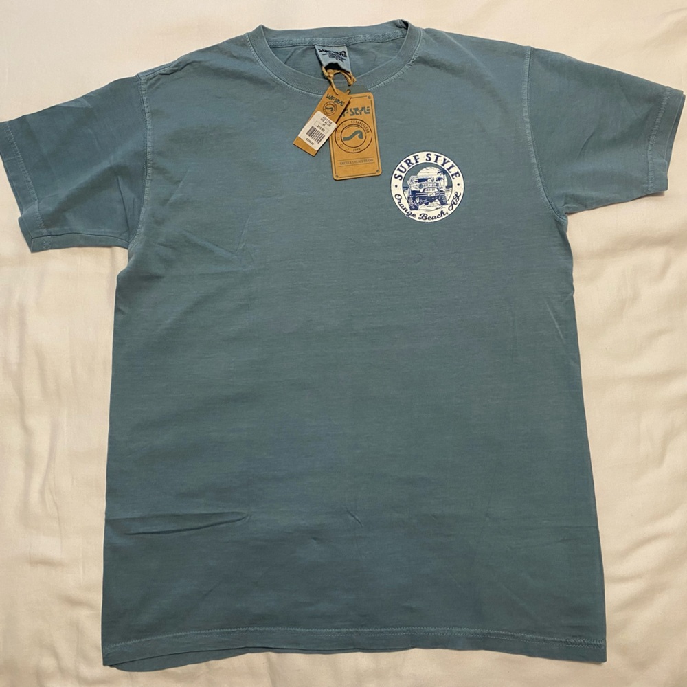 NEW Surf Style Ice Blue Graphic Tee Orange Beach, Alabama Jeep size M